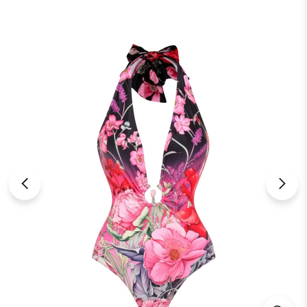 Flaxmaker One Piece Halter Swimsuit Sz M Never Worn